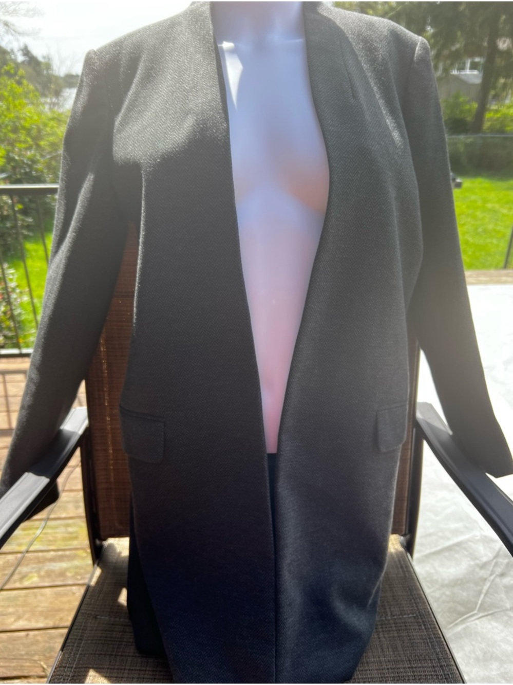 Calvin Klein. Black Open-Front Pea Coat. 
Size 8.
